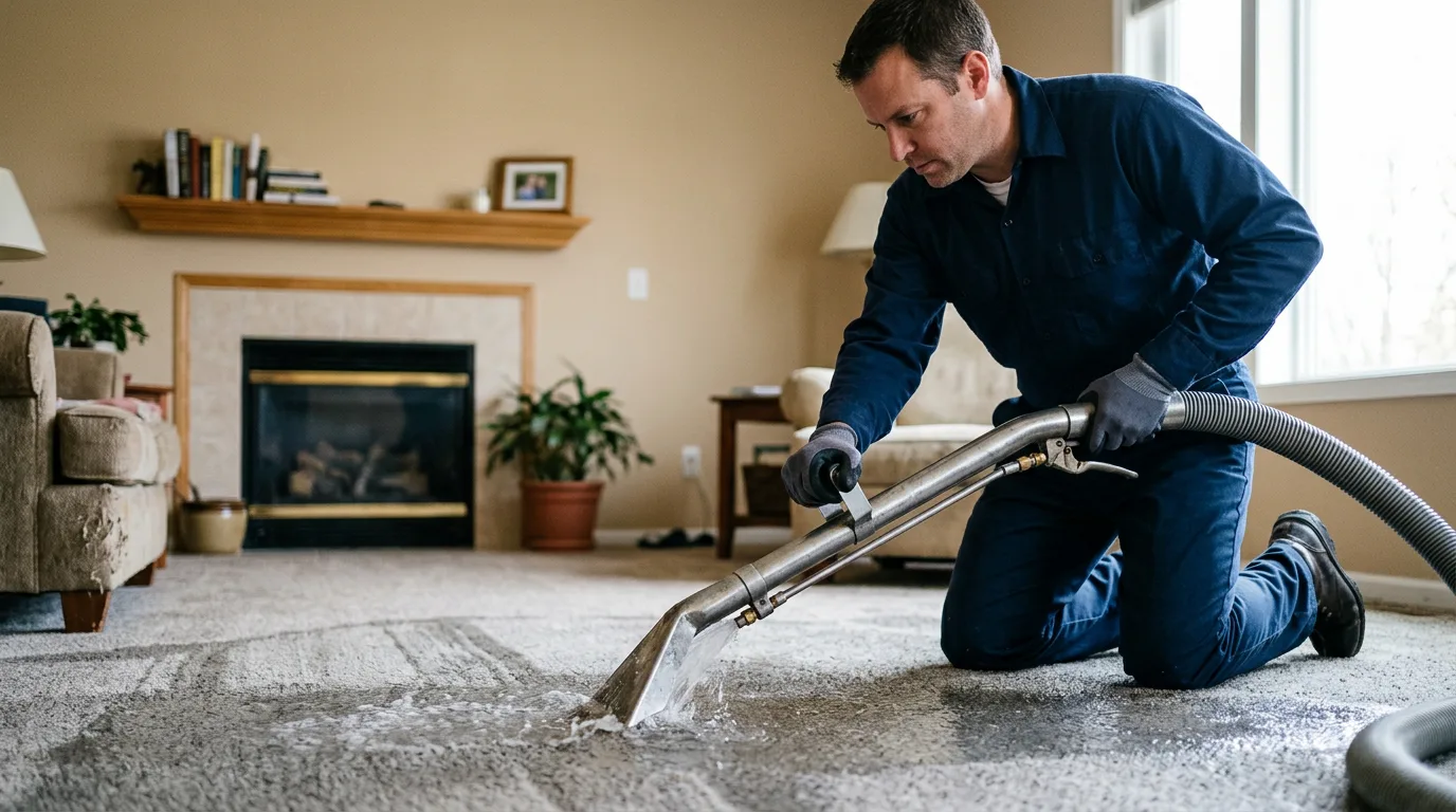 Water damage restoration technician working near Tannersville, PA